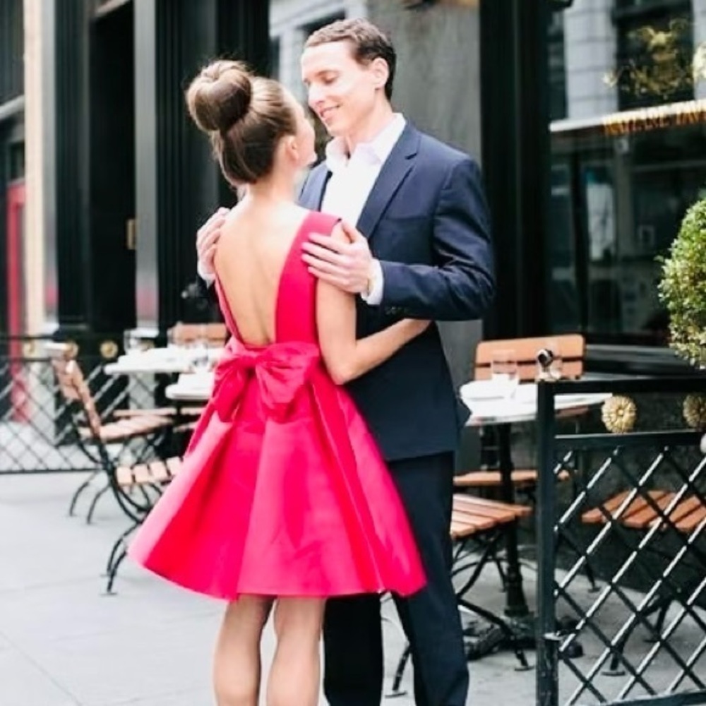 Kate Spade fancy meeting you open back bow dress